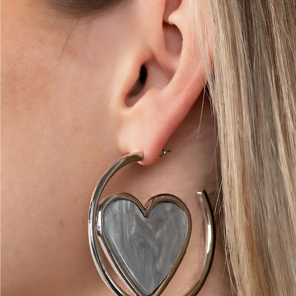 Silver Heart Hoop smitten with you earrings